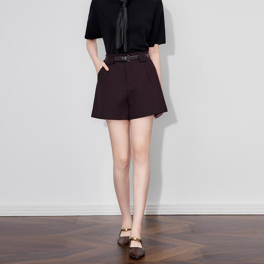 「高货wl」全新升级【铂金会员220/天猫299/差价79】(12213)洛诗琳气质天丝混纺西装短裤2025早秋通勤休闲A字阔腿短裤 商品图2