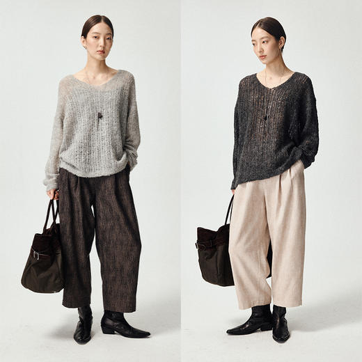 UMILAB｜浮影*美利奴羊毛+长绒棉 复古马甲/长裤/半裙套装E263W 商品图3