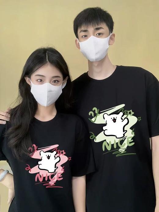【YW】无忧购韩系ins百搭休闲卡通印花180g纯棉情侣短袖T恤（截单后3-5天发货) 商品图6