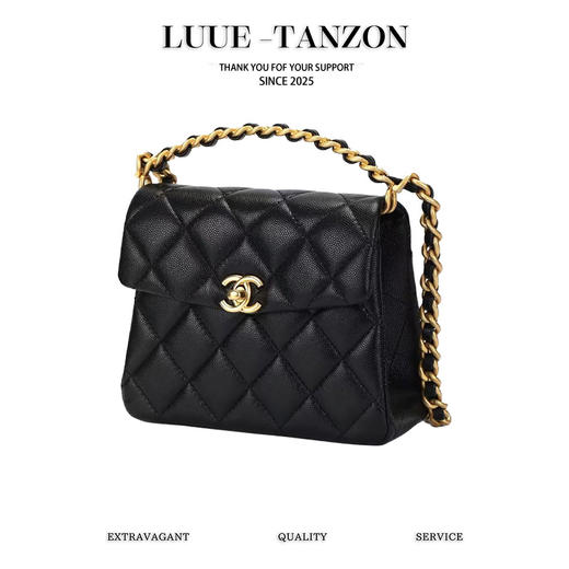 香奈儿 24ss春夏 复古链条手提包 黑/白（LZ） 商品图0