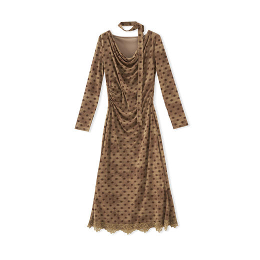 「高货wl」全新升级【铂金会员293/天猫399/差价106】(44114)洛诗琳气质植绒波点提花连衣裙2025秋季褶皱法式包臀裙 商品图4