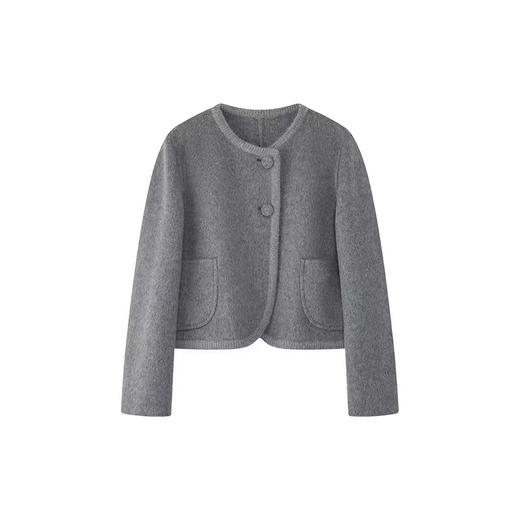 【高端系列】手工定制3100款驼绒➕桑蚕丝➕羊毛针织包边圆领小香风短款双面尼外套-喜出 商品图5