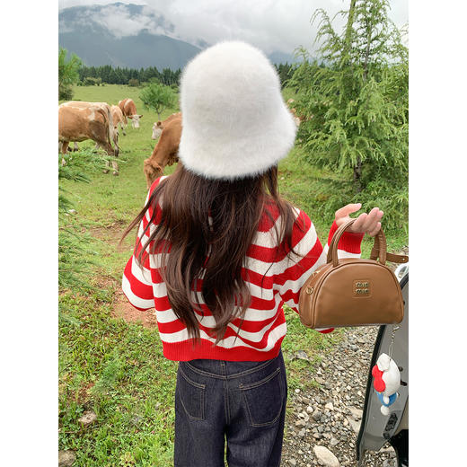 <曾小咸推荐>3.21现货秒杀 ！微信超特价！韩系红白条纹毛衣 日常179.99 立减90 秒杀89.99！！ 商品图4