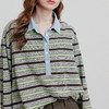 初语轻运动撞色T恤女2025南非麻条纹长袖休闲上衣 商品缩略图2