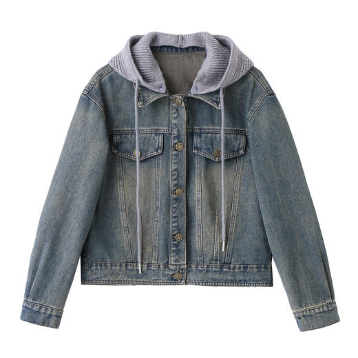 连帽牛仔外套新款小个子女生流行复古做旧上衣褂子短款XGJ5816 商品图4