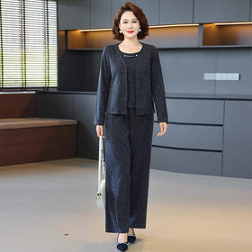 FW 8520时尚休闲三件套洋气显瘦开衫背心直筒裤装套装