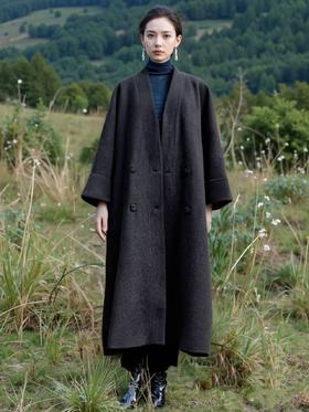 【高端系列】手工定制88089款100%澳洲美利奴羊毛立体门襟边简约双面尼大衣-喜出