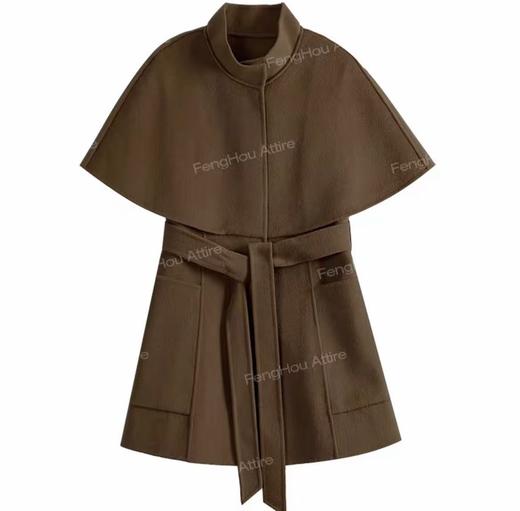 【高端系列】手工定制7720款100%绵羊毛赫本风披肩斗篷双面尼外套-喜出 商品图5