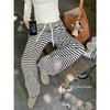 【129元任选2件】现货！韩版百搭抽绳条纹阔腿休闲裤 商品缩略图2