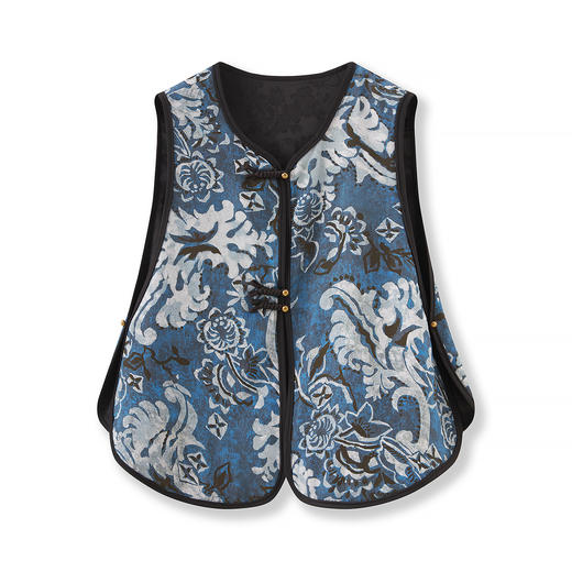 「高货wl」全新升级【铂金会员404/天猫539/差价135】(95229)洛诗琳新中式青花古韵桑蚕丝马甲2025秋季国风盘扣外套 商品图4