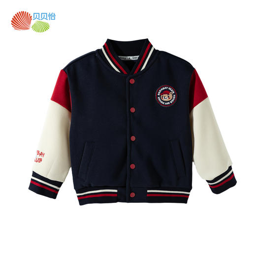 贝贝怡刺绣棒球服春秋新款男童撞色夹中小童休闲外套潮流运动服ZB3ES043 商品图8