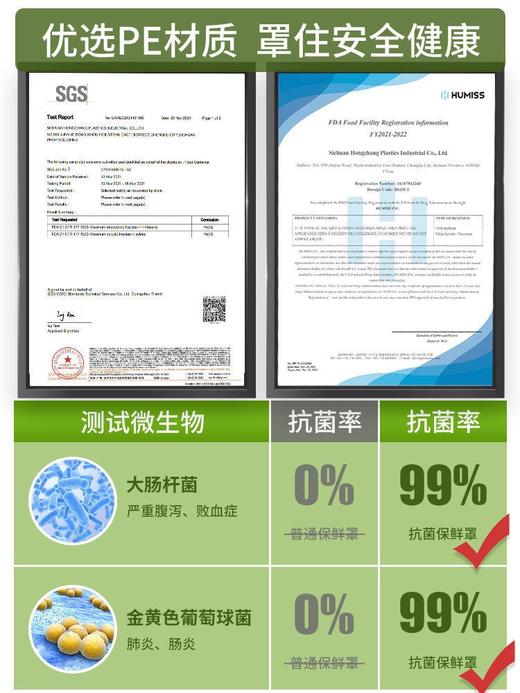 美丽雅一次性抗菌保鲜膜套食品家用级保鲜专用袋带松紧封口保鲜罩 商品图5