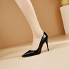 M1018-12025新款春季V口尖头水钻漆皮细高跟单鞋时尚金属头浅口女鞋纯色 商品缩略图2