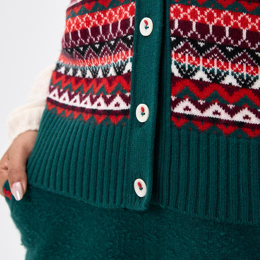 羊绒V领无袖开衫  SJF97W300N 商品图8