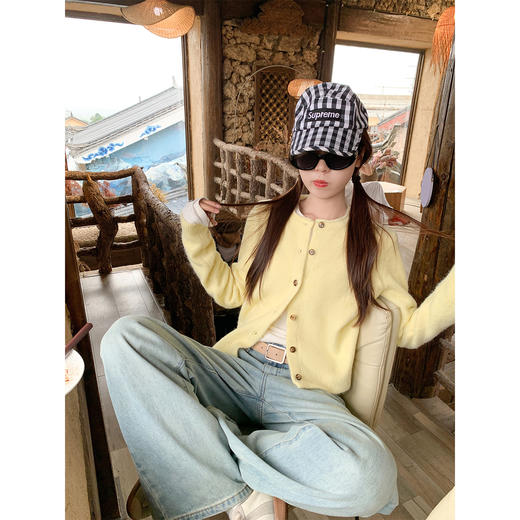 <曾小咸推荐>单排扣韩系甜美风针织开衫 商品图4