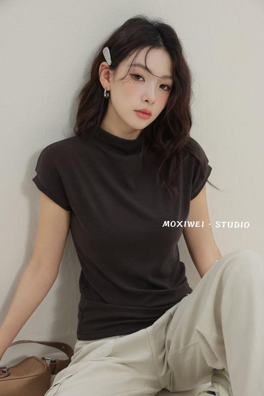 【GZ】无忧购韩系辣妹立领飞飞袖百搭修身显瘦短袖T恤5211（截单后3-5天发货) 商品图0