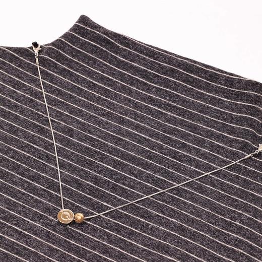 半身缘女装 秋季半高领经典条纹修身T恤253113M01140011 商品图2