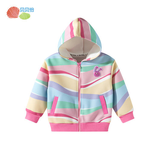 贝贝怡女童外套25春秋新款儿童连帽上衣秋装运动卫衣柔软休闲外套ZB3ES062 商品图3