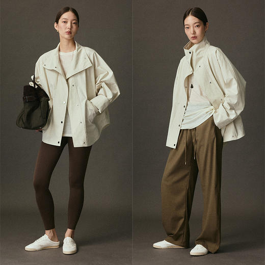 UMILAB｜循迹*极简tote*e 美国进口长绒棉盐缩廓形立领风衣C960W 商品图3
