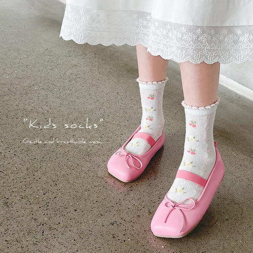 MLZZ-ML25  【5双】女童袜子夏季薄款洛丽塔粉色花朵森系儿童袜子网眼淑女花边袜 商品图3