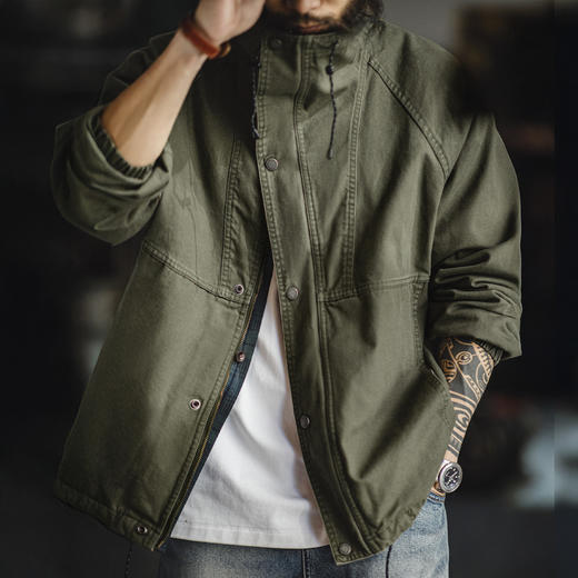 马登工装美式复古立领M65夹克防风廓形军绿色硬汉vintage外套男秋 商品图0