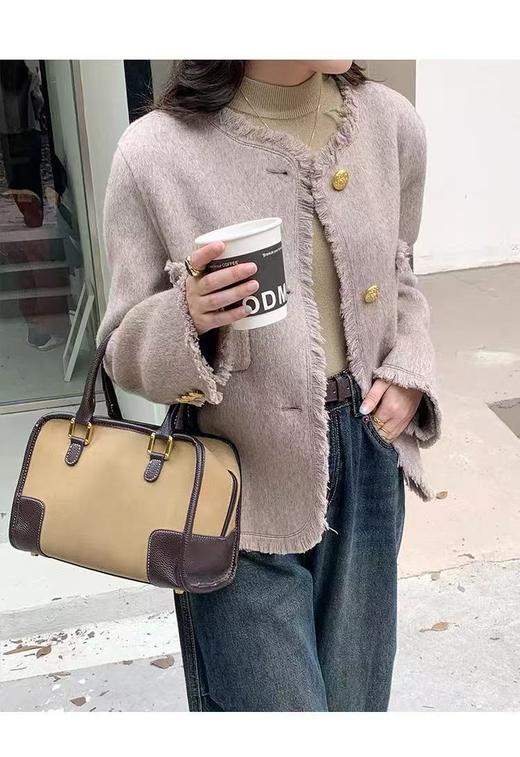 【高端系列】手工定制2319款70%绵羊毛短款流苏小香风双面尼外套-喜出 商品图4