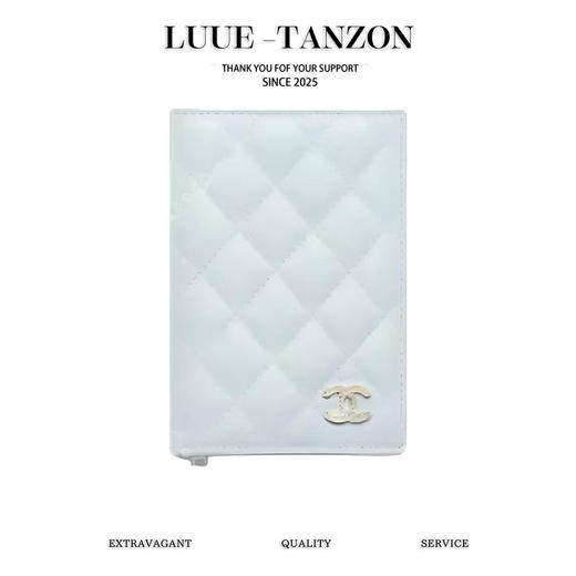 香奈儿经典护照夹 中球纹 奶灰色/淡金（LZ） 商品图0