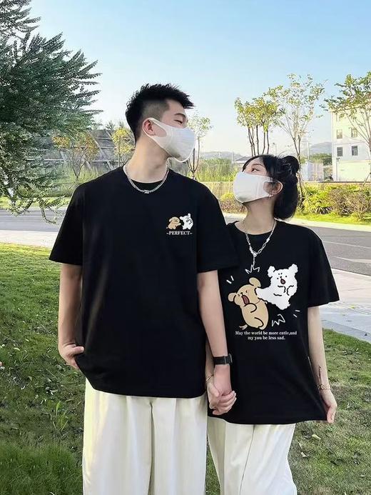 【YW】无忧购韩系ins百搭休闲卡通印花180g纯棉情侣短袖T恤（截单后3-5天发货) 商品图2