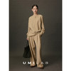 UMILAB｜岩序*老钱套装 亚麻+羊毛+棉宽松圆领上衣/松紧长裤E268W 商品缩略图0