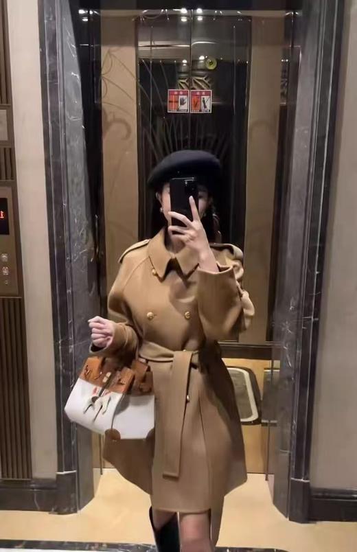 【高端系列】手工定制3691款100%羊毛韩系小香风中款双面尼大衣-喜出 商品图3