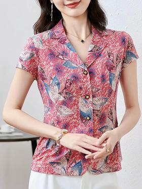 2025年夏季新款中老年妈妈装短袖衬衫女上衣气质高贵衬衣