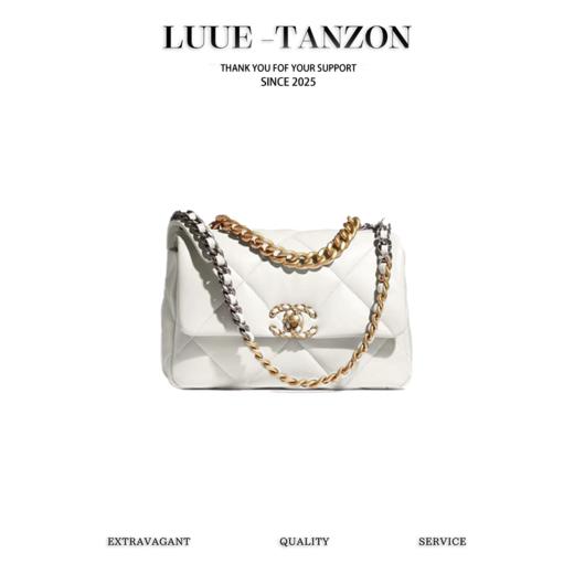 【早春系列】香奈儿-19bag菱格翻盖链条 小羊皮手提单肩斜挎包  白金（LZ） 商品图0