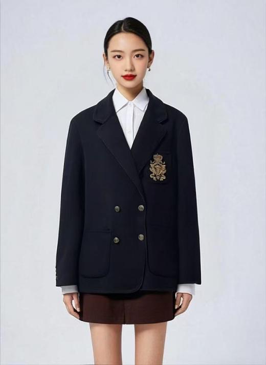 【高端系列】（精致重工）手工定制8038款10%山羊绒➕90%澳毛学院风翻领包边双面尼外套-喜出 商品图7