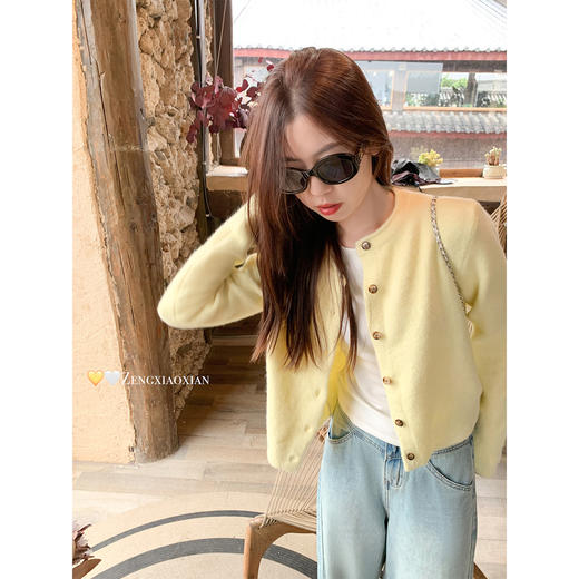 <曾小咸推荐>单排扣韩系甜美风针织开衫 商品图3