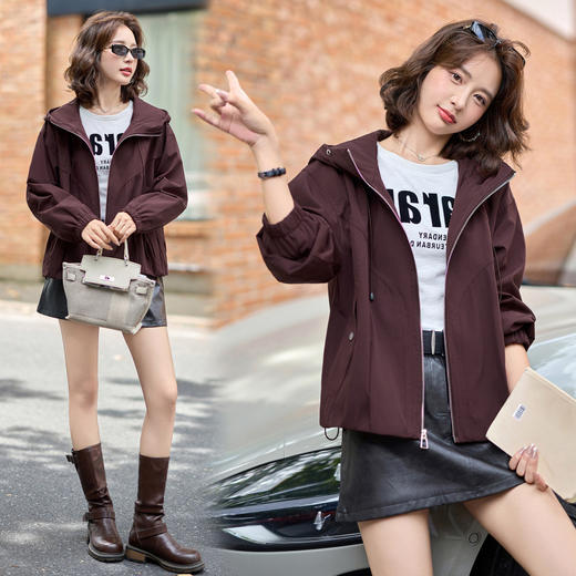 秋季连帽抽绳设计宽松轻奢减龄百搭女式外套NSYY66168 商品图2