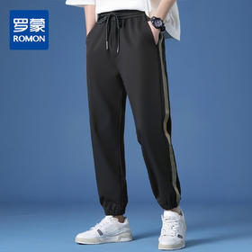 【鹅绒裤】罗蒙男士羽绒裤男女同款情侣时尚侧边条纹束脚裤舒适柔软加厚长裤