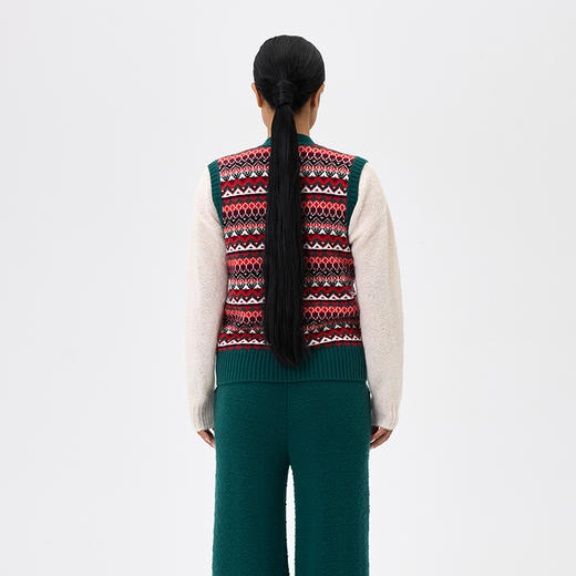 羊绒V领无袖开衫  SJF97W300N 商品图5