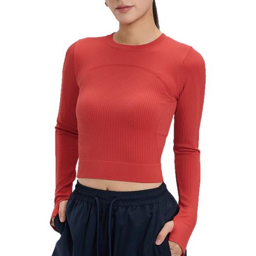 【路路精选】瑜伽上衣健身服女长袖运动背心修身速干瑜伽服户外华夫格紧身无胸垫 商品图4