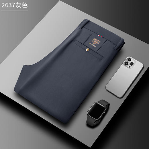 罗蒙男士春秋休闲裤直筒修身显瘦男长裤通勤商务西裤弹力舒适职场男裤 商品图5