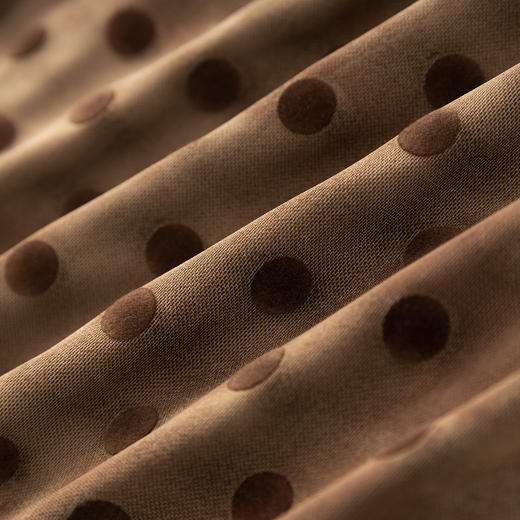 「高货wl」全新升级【铂金会员293/天猫399/差价106】(44114)洛诗琳气质植绒波点提花连衣裙2025秋季褶皱法式包臀裙 商品图3