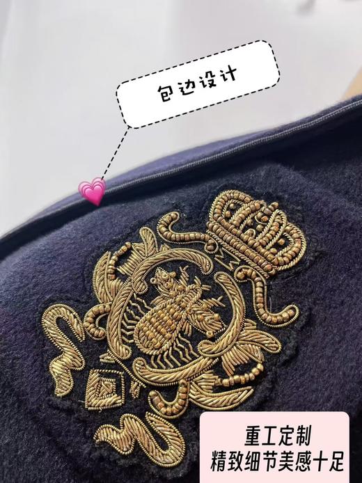 【高端系列】（精致重工）手工定制8038款10%山羊绒➕90%澳毛学院风翻领包边双面尼外套-喜出 商品图2