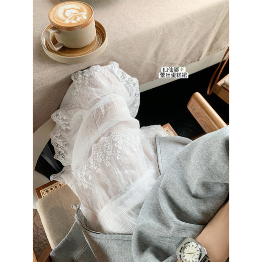 <曾小咸推荐>韩系白色半身裙拼接蕾丝长裙 商品图1