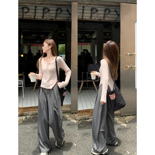 <曾小咸推荐>韩系甜美设计感系带毛针织衫 商品图4