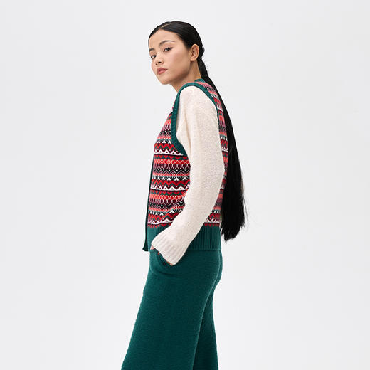 羊绒V领无袖开衫  SJF97W300N 商品图6