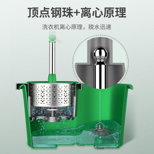 【甩水拖】美丽雅绿行星旋转拖把手压式免手洗墩布桶懒人双驱动地拖家用拖地神器 桶*1、杆*1、拖布*2 商品图3