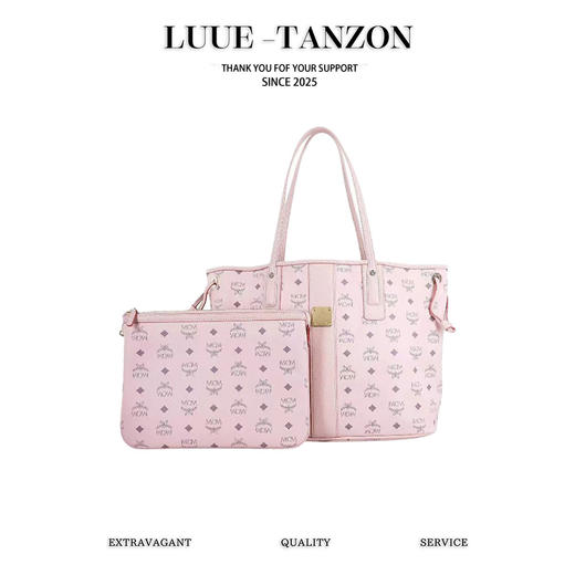 MCM Liz Visetos新配色 中号#粉色/米白色/黑色双面购物袋（XM） 商品图0