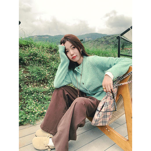 <曾小咸推荐>单排扣韩系甜美风针织开衫 商品图0