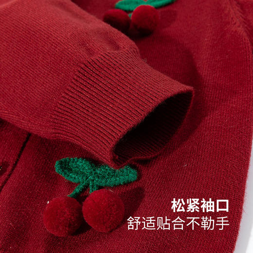 贝贝怡立体樱桃女童毛衣秋装新款线衫儿童洋气针织上衣宝宝开衫毛衣ZB3ES048 商品图7