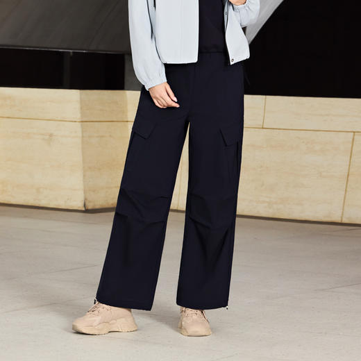 半身缘女裤 秋季宽松耐磨大口袋抽绳中直筒工装裤253102P17820032 商品图1