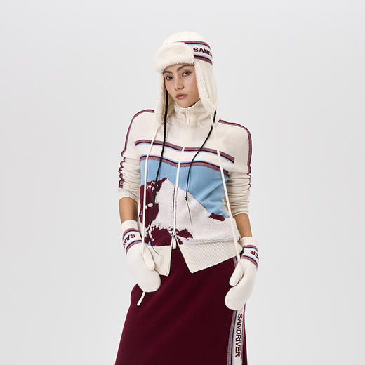 羊绒提花拉链开衫  SJF97W291N 商品图1